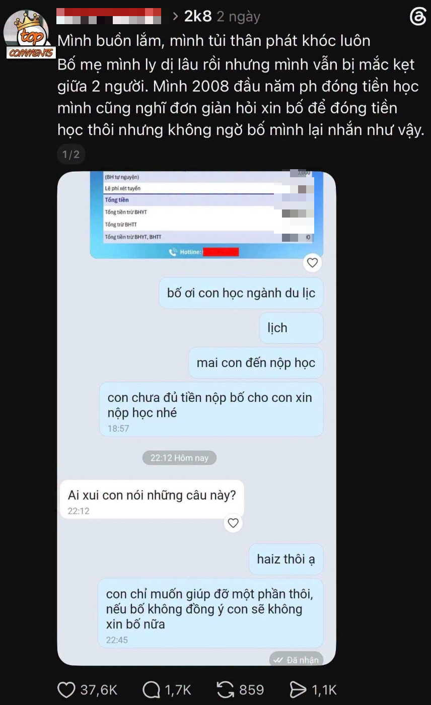 base64-17866796660451989468748 Đoạn tin nhắn xin tiền học gây chú ý trên mạng xã hội. Ảnh: MXH