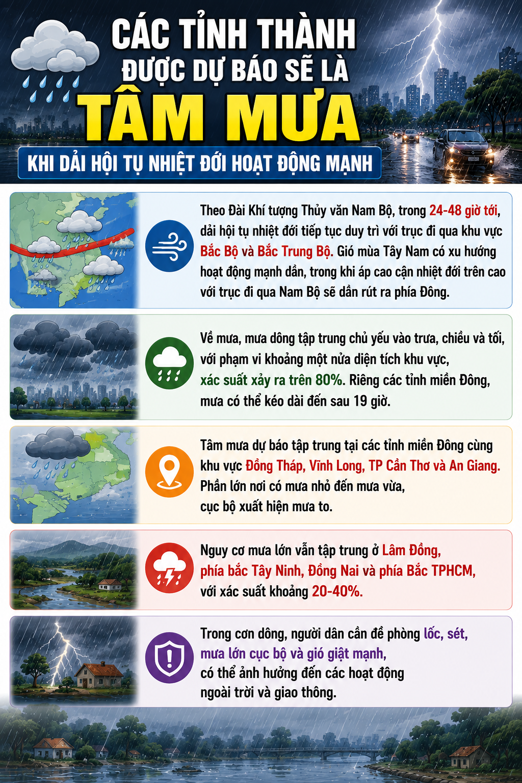 mua-17860077502601702221633 Các tỉnh thành sẽ hứng mưa dông lớn từ dải hội tụ nhiệt đới hoạt động mạnh - Ảnh 1.