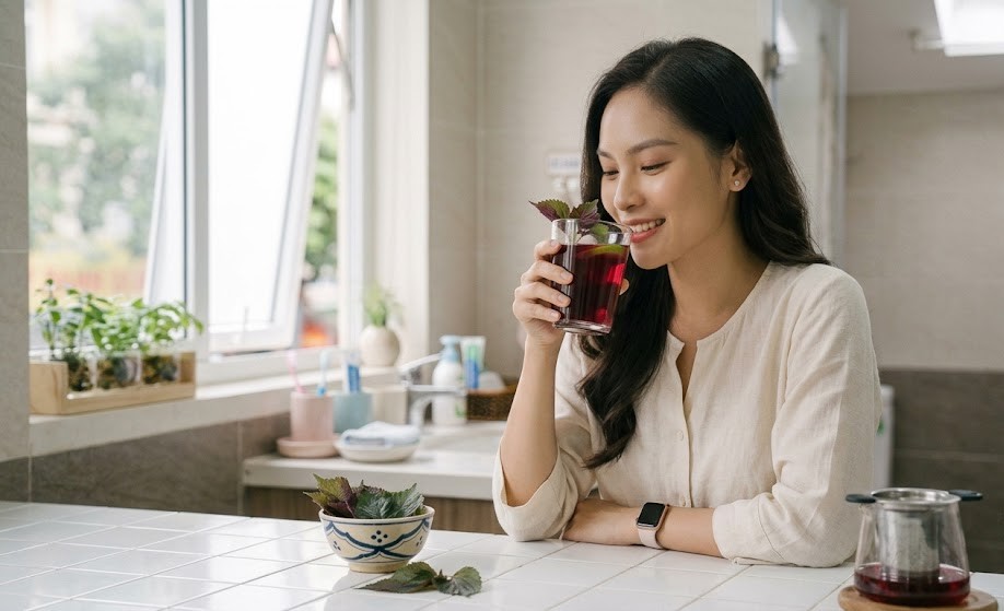 Cách Uống Nước Lá Tía Tô Để Giữ Gìn Làn Da Khỏe Đẹp